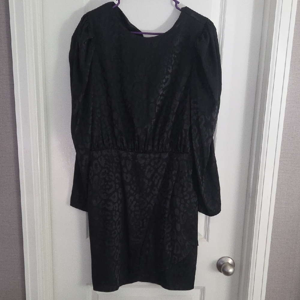 Express Charcoal Animal Pattern Long Sleeve Dress
